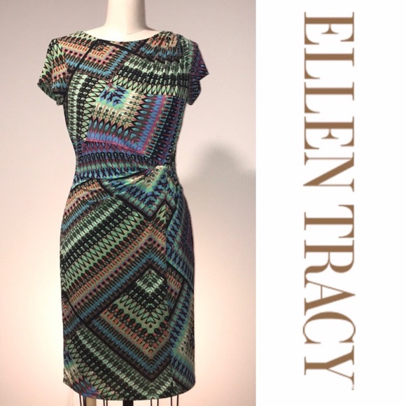 ELLEN TRACY Multicolor short sleeve dress ▪️sz 10 - Picture 1 of 8